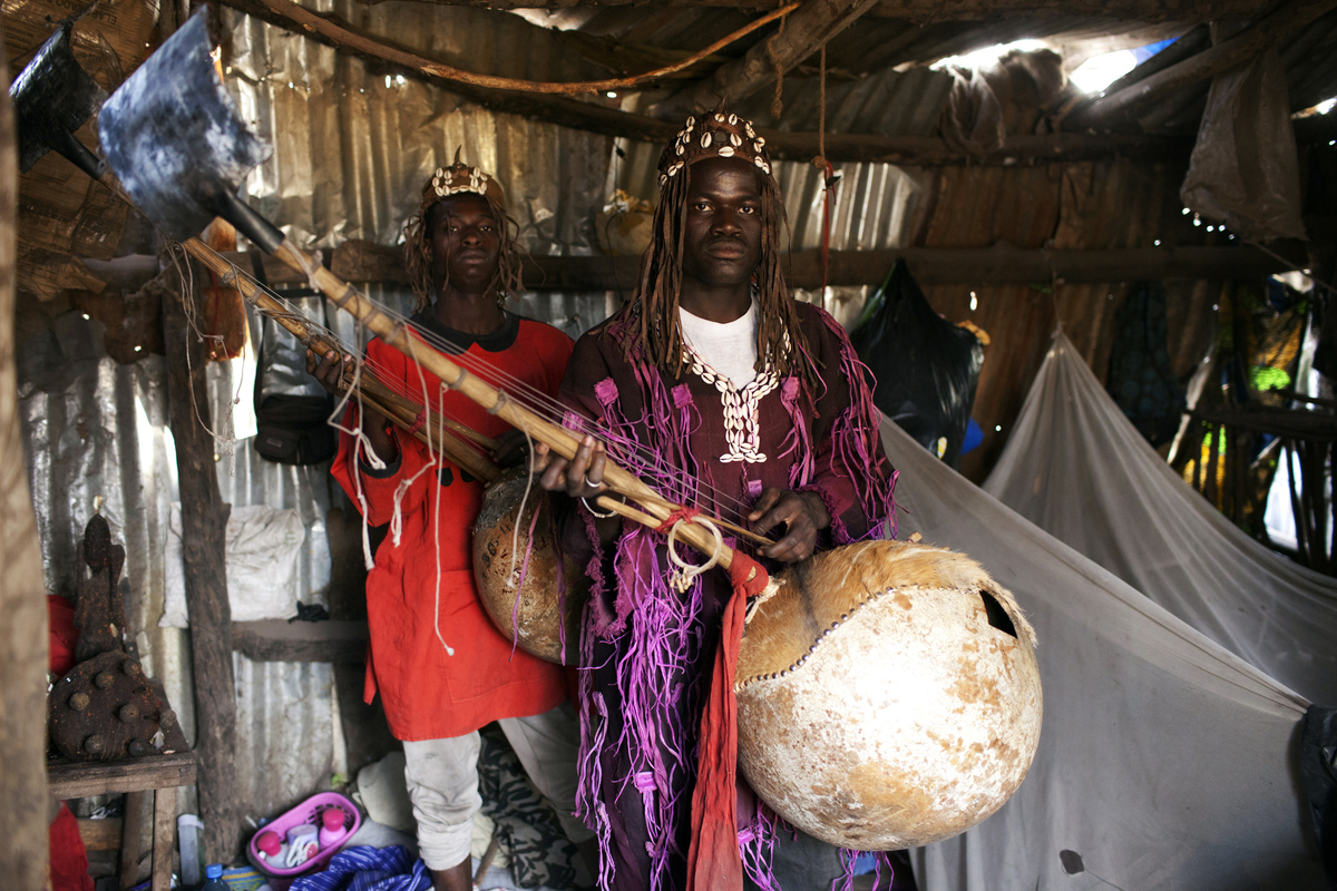 Traditional Donso musicians pose for a picture at their house in Bamako February 27, 2014.